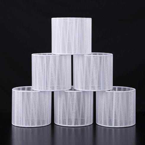 Wellmet Chandelier Shades,ONLY FOR CANDLE BULBS,Clip-on Fitter Lamp Shades,Set of 6 , 5.5"x5.5"x 5", Gauze White