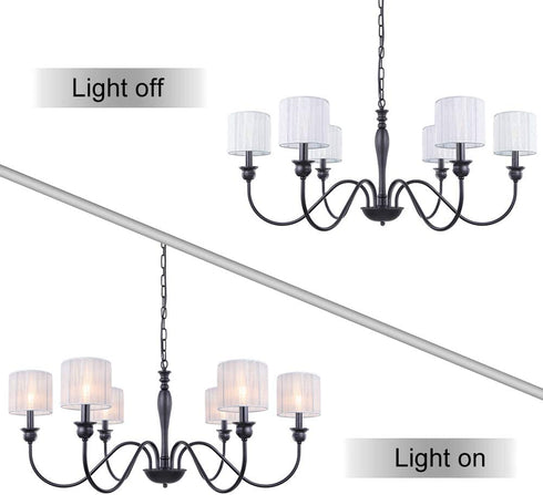 Wellmet Chandelier Shades,ONLY FOR CANDLE BULBS,Clip-on Fitter Lamp Shades,Set of 6 , 5.5"x5.5"x 5", Gauze White
