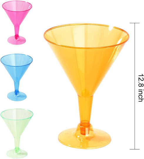 Supernal 72 pcs Plastic Martini Glasses,7oz Plasitc Dessert Cups,Colors Plastic Cocktail Glasses, Neon Cocktail Cups Great for Appetizers,Plastic Glasses Perfect for Wedding and Party
