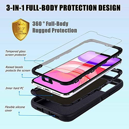 OTTARTAKS iPhone 11 Case for Men Boys Camo Design, iPhone 11 Case with Screen Protector, Shockproof 3-Layer Full Body Rugged Heavy Duty Protective Case for iPhone 11 6.1inch, Camouflage