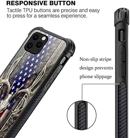 iPhone 11 Case,American Flag Camo Deer Skull iPhone 11 Cases for Men Boys,Shockproof Anti-Scratch Soft TPU Pattern Design Case for Apple iPhone 11 American Flag Camo Deer Skull