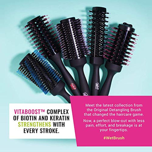 Wet Brush Smooth & Shine Round Brush - for Thick to Coarse Hair - A Perfect Blow Out with Less Pain, Effort and Breakage - Spiral Bristle Design Creates Smoother Styles