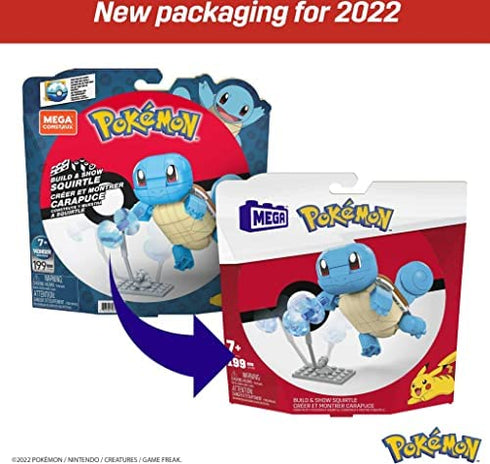 Mega Pokemon Build & Show Squirtle Building Set with 199 Bricks and Special Pieces, Toy Gift Set for Ages 7 and up