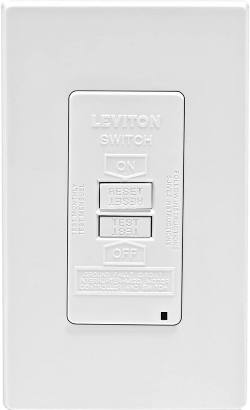 Leviton GFRBF-W Self-Test SmartlockPro Slim Blank Face GFCI Receptacle with LED Indicator, 20-Amp, White