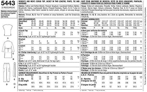 Simplicity Easy To Sew Men and Women's Scrubs and Doctor's Outfit Costume Sewing Pattern, Sizes XL-XXXL