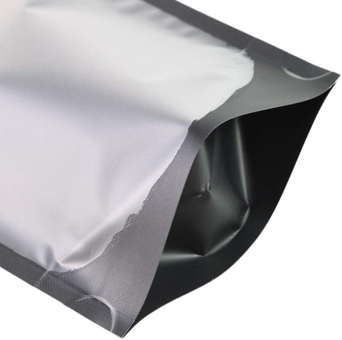 QQ Studio Pack of 100 Translucent Front Matte Black Poly Plastic Resealable Bags (0.8oz (3" x 5"), Stand-Up Pouch)