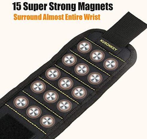 Magnetic Wristband for Holding Screws,KUSONKEY Christmas Gifts for Men Who have Everything,Wrist Magnetic Screw Holder with Strong Magnets,Wrist Magnet Tool for Dad,Father,Handyman,Electrician