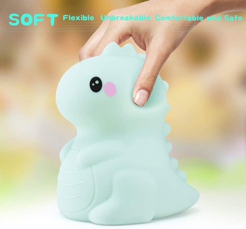 Dinosaur Kids Night Lights -USB Rechargeable Animal Silicone Lamps with Touch Sensor and Remote Control -Portable Color Changing Glow Soft Cute Baby Infant Toddler Gift - (Green)