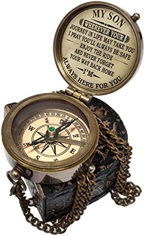 The New Antique Store - Compass with Case/Gift for Son/to My Son Gifts/Mom to Son Gift (to My Son)