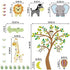 Supzone Jungle Animal Wall Stickers Monkey Tree Wall Decals Elephant Giraffe Zebra Vinyl Forest Animal Wall Stickers DIY Removable Home Decoration Baby Nursery Girl Boy Kids Room Wall Decor