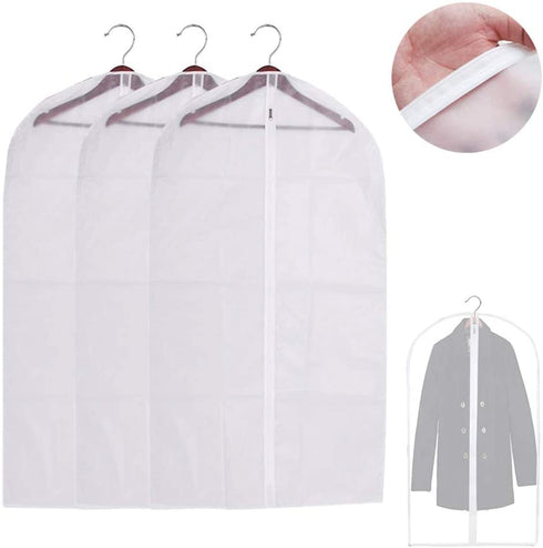 3 Garment Bag Travel Suit Dress Storage 53" Clear Cover Full Zipper Coat Carrier