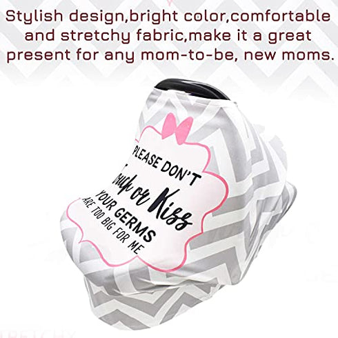 Baby Car Seat Covers, No Touching Sign Car seat Canopy, Infant Stroller Covers for Newborn Girl Boy, Multiuse Nursing Covers for Breastfeeding, Ultra-Soft Breathable, Nursing Scarf, Wavy