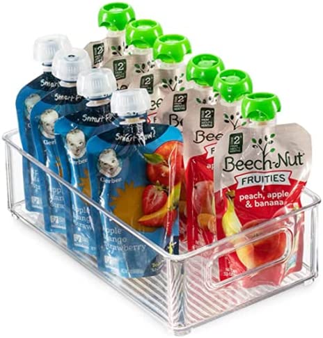 Set of 6 Refrigerator Organizer Clear Plastic Pantry Different Sizes Fridge Storage Bins with Cutout Handles Large BPA- Free Freezer Shelves Container For Kitchen Bathroom Drawers Cabinets