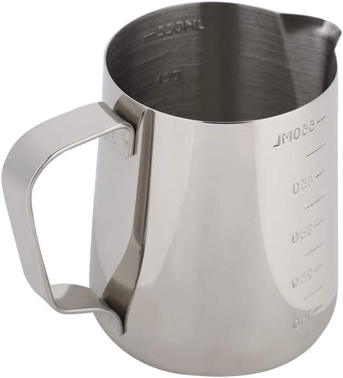 Stainless Steel Milk Frothing Pitcher Measuring Cup Coffee Jug Milk Frothing Pot Espresso Latte Pitcher(9.2x7.7x10.9cm)