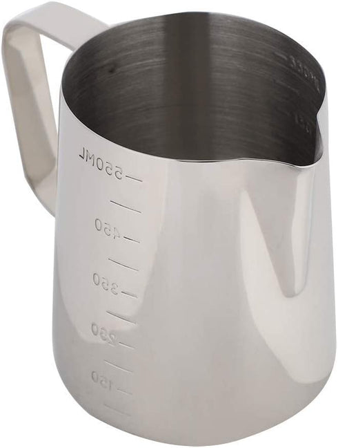 Stainless Steel Milk Frothing Pitcher Measuring Cup Coffee Jug Milk Frothing Pot Espresso Latte Pitcher(9.2x7.7x10.9cm)
