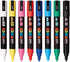 Posca Full Set of 8 Acrylic Paint Pens with Reversible Medium Point Pen Tips, Posca Pens are Acrylic Paint Markers for Rock Painting, Fabric, Glass Paint, Metal Paint, and Graffiti
