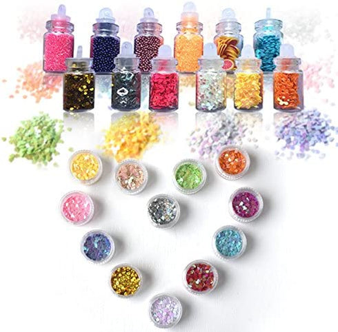 Hulluter 70PCS Slime Add Ins Slime Kit Floam Beads Fish Bowl Beads Mreaind Unicorn Slime Charms Glitter Jars Slime Supplies Kit