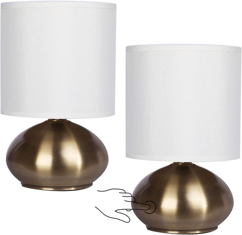 Catalina 18581-001 Transitional 2 Pack Matching Small Touch Table Lamp Set, 9.25, Classic Antique Brass, 2 Count