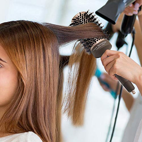 FIXBODY Round Hair Brush with Boar Bristles, Nano Thermal Ceramic, Ionic Tech and Anti-Static, Roller Hairbrush for Blow Drying, Curling, Straightening (2.5 inch, Barrel 1.25 inch)