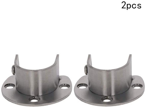 MroMax Stainless Steel Closet Rod End Supports, Wardrobe Pole Sockets Flange Rod Holder w Screws, 0.98" Diameter,2pcs