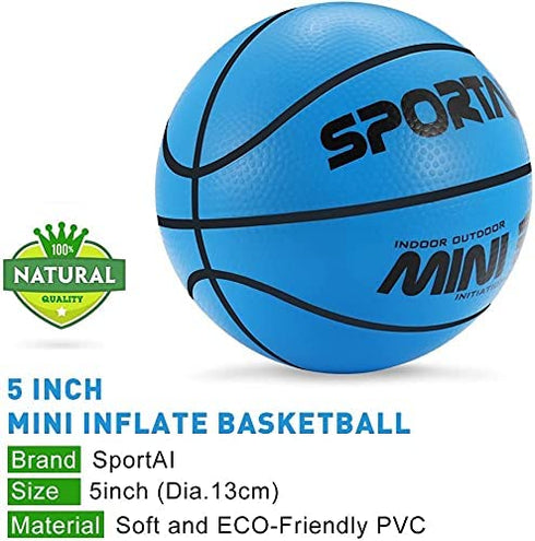 Sport AI Small Basketball Kids ,Mini Basketball 5.5inch, Cute Bouncy Balls for Kids,Safe and Soft to Handheld ,Blue