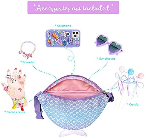 mibasies Mermaid Kids Fanny Pack Waist Bag for Girls Toddler Purse with Belt