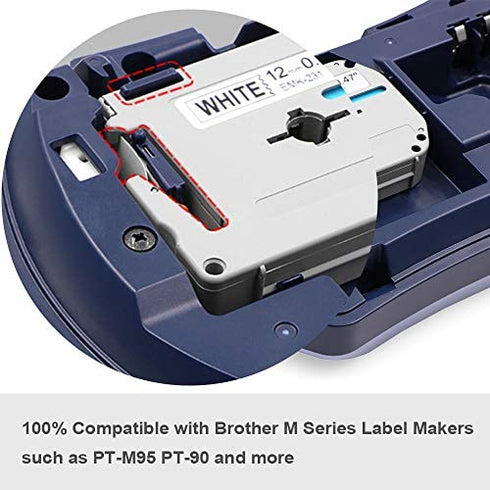 Suminey Compatible M Tape Replacement for Brother P Touch Label Maker Tape Refill 12mm 0.47 M-K231 MK431 MK531 MK631 MK731 Work with Brother Label Maker PTM95 PT90 PT70 PT65 PT45, 5 Color