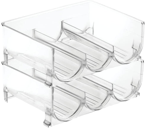 mDesign Modern Plastic Stackable Vertical Standing Wine Bottle Holder Stand - Storage Organizer for Kitchen Countertops, Pantry, Fridge - Each Rack Holds 3 Bottles, 2 Pack - Clear