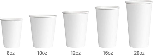 JerseyPac 16Oz Disposable Paper Hot Cups (100-Count) Hot Coffee, Tea, Cocoa Party Use - Thick, Heavy-Duty, Leak-Resistant Drinkware - Recyclable, Eco-Friendly - White (16 Oz.)