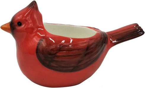 Comfy Hour Joyful Holiday Collection 3" Red Feather Cardinal Stoneware Sculpture Candle Holder, Ceramic
