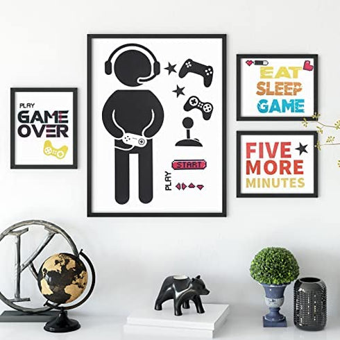 Gamer Room Decor Gaming Wall Decals Sticker Gamer Decals Boys Room Decals Video Game Decor Eat Sleep Game Wall Decal for Gamer Bedroom Playroom Decorations (Chic Style)
