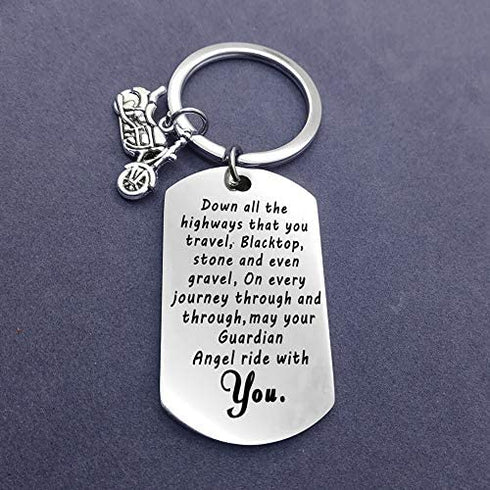 For Biker Keychain Motorcycle Keychain Gift Ride Safe Keychain New Driver Gift May Your Guardian Angel Ride With You Keychain Couple Lovers Keychain Valentines Day Birthday Gift for Boyfriend Husband