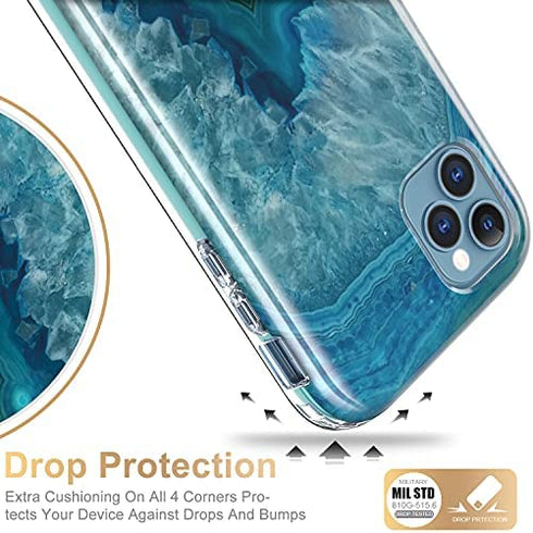 ESDOT iPhone 12 Pro Max Case with Built-in Screen Protector,Military Grade Cover with Fashionable Designs for Women Girls,Protective Phone Case for Apple iPhone 12 Pro Max 6.7" Agate Stone