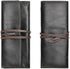 ZLYC Handmade Leather Pencil Pouch Pen Case Soft Roll Up Wrap Pencil Bag Stationery Gift (Black)