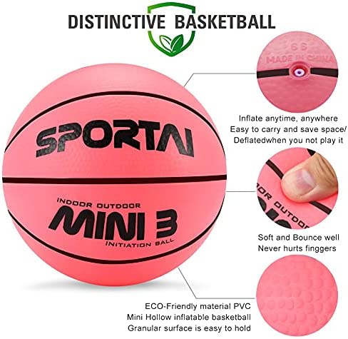 Mini Basketball Toys for Kids - Toddlers Basketball ,Small and Cute Bouncy - Beach Ball, Safe and Soft to Handheld 5" Pink Basketball, No Pump