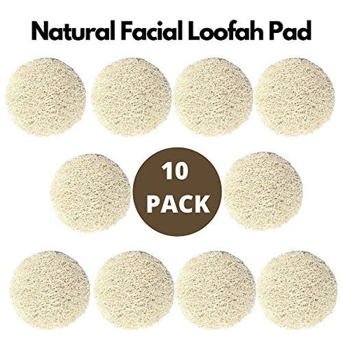 Set of 10 Natural Loofah Facial Pads, Resuable Exfoliating Loufa Scrubber Rounds for Face Cleansing and Makeup Removal ,Eco Friendly, Non Toxic Chemicals by Serrento