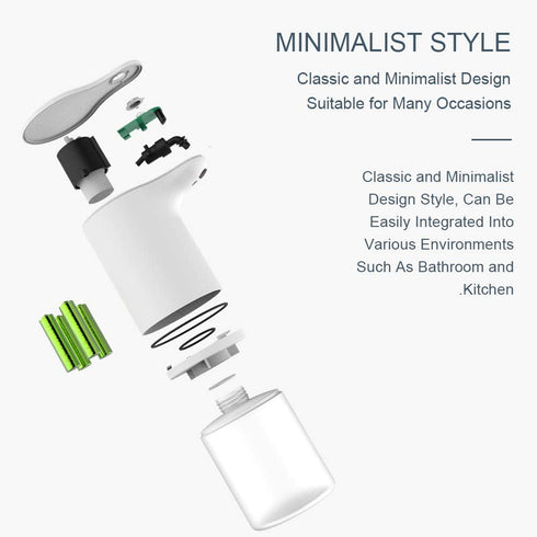 PROMUN Premium Touchless Electric Foam Soap Dispenser, Automatic Hand Sanitizer Dispenser with Infrared Motion Sensor Hands, Battery Operated Ideal for Kitchen or Bathroom Use (White)