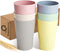 Shopwithgreen 6 PCS Unbreakable Reusable Drinking Cups (14 OZ), Tea Juice Coffee Cup Pack Wheat Straw Healthy Tumbler Set 6-Multicolor, Non-Toxic BPA Free Dishwasher Safe