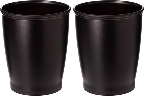 iDesign 93430M2 Kent Plastic Wastebasket Small Round Plastic Trash Can for Bathroom, Bedroom, Dorm, College, Office , Set of 2, Bronze