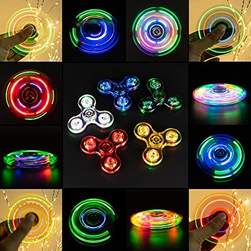 FIGROL Fidget Spinner, Light Up Party Favor Finger Spinner, LED Rainbow Crystal Finger Toy, Hand Fidget Spinner Toy for Relief Stress Reducer for Kids-Pink