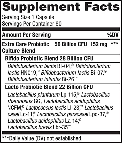 Renew Life Adult Probiotics, 50 Billion CFU Guaranteed, Probiotic Supplement for Digestive & Immune Health, Shelf Stable, Gluten Dairy & Soy Free, 60 Capsules