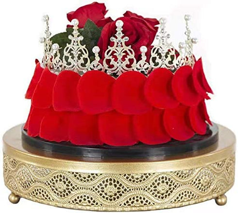 URANMOLE Cake Stand Round Metal Cake Stands Dessert Display Cupcake Stands, 18K Gold 038 Cake Stand - 10