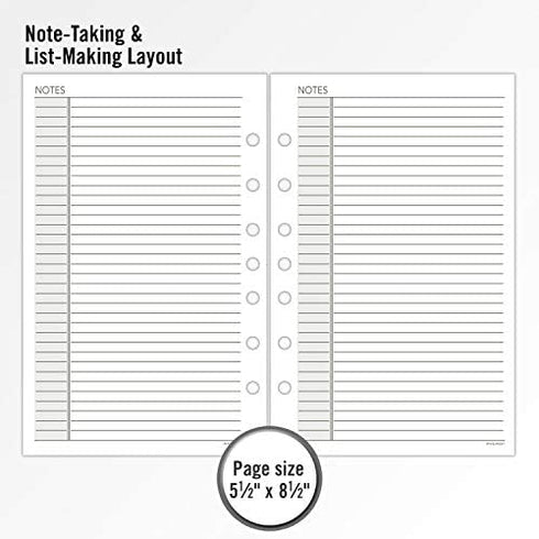 AT-A-GLANCE Day Runner Lined NotePad Pages, 87275 DAY-TIMER, Refill, Loose-Leaf, Undated, for Planner, 5-1/2" x 8-1/2", Size 4, 32 Sheets/Pack (031-3)