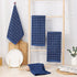 Homaxy 100% Cotton Terry Kitchen Towels(Navy Blue, 13 x 28 inches), Checkered Designed, Soft and Super Absorbent Dish Towels, 4 Pack