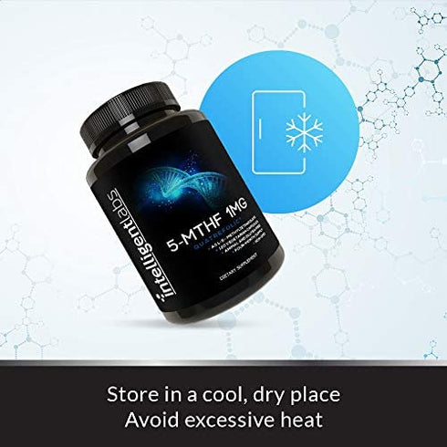 Intelligent Labs 1MG 5-MTHF Methylfolate, 120 Capsules, 4 Months Supply, Best Value Folic Acid Supplement as Quatrefolic Acid, Activated Folate, 1MG = 1000mcg, 5 methyltetrahydrofolate