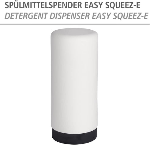 Wenko Easy Squeez-e Washing, Refillable Dish Liquid and Hand Soap Kitchen and Bathroom, Countertop Dispenser, 2.4 x 2.4 x 5.5 inches, White
