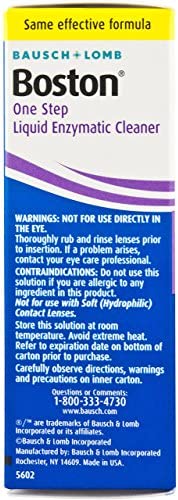 Bausch & Lomb Boston One Step Liquid Enzymatic Cleaner, Protein Remover, 0.01 Fl Oz each, 12 Count (Pack of 1)