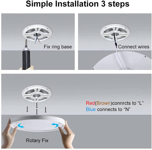LED Flush Mount Ceiling Light Fixture, 5000K Daylight White, 9inch 18W, 1800LM, Slim Flat Lighting Fixture, Round Modern Ceiling Lamp for Bedroom, Kitchen, Living Room, Closet, Stairwell, IP40