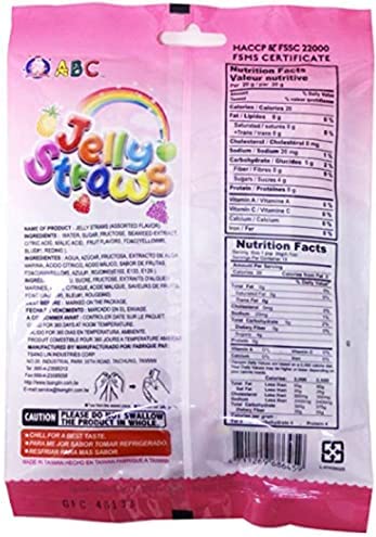 ABC Assorted Fruit Jelly Filled Strip Straws - Many Flavors! (9.1 oz)