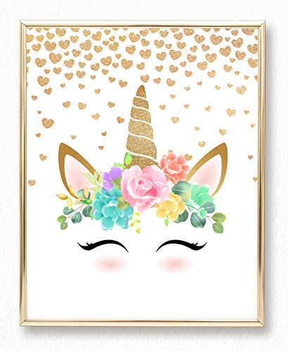 Brooke & Vine Unicorn Rainbow Little Girls Room Wall Decor Art Prints - (UNFRAMED 8 x 10) - Inspirational Kids Children’s Tween Posters for Home, Birthday Party, Bedroom, Bathroom, Playroom (Unicorn Rainbow)